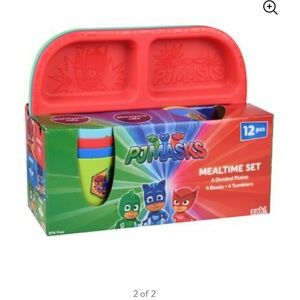 Pjmask 12pc mealtime divided plate, bowls and cups‎ kids dish set. New